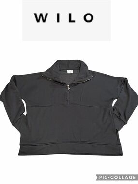 WILO the label Women's Charcoal Half-Zip Pullover Sweatshirt (Anthropologie)